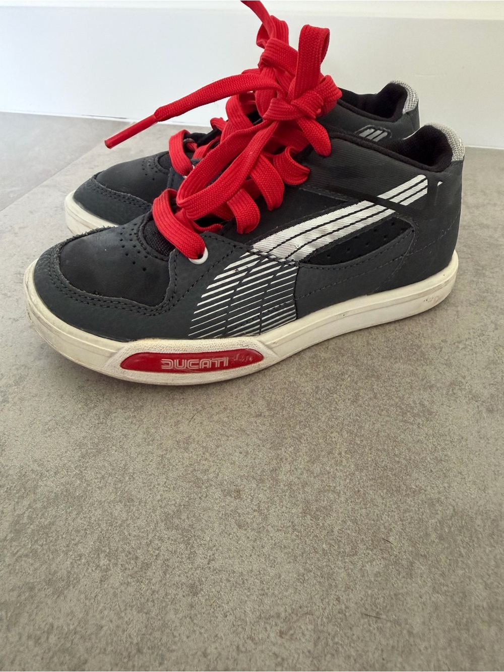 Ducati by Puma Kids Black Sneakers with Red Laces